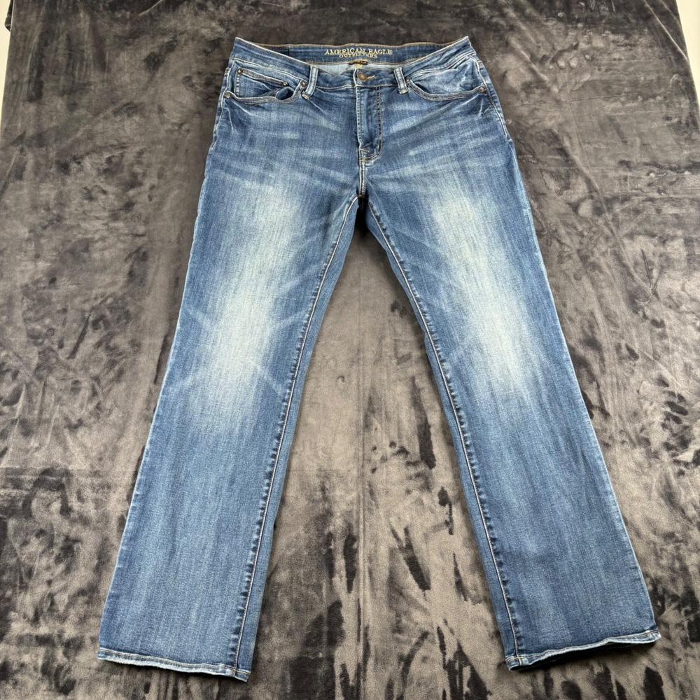 American Eagle Original Straight Jeans Mens 34x32 Blue Extreme Flex Denim